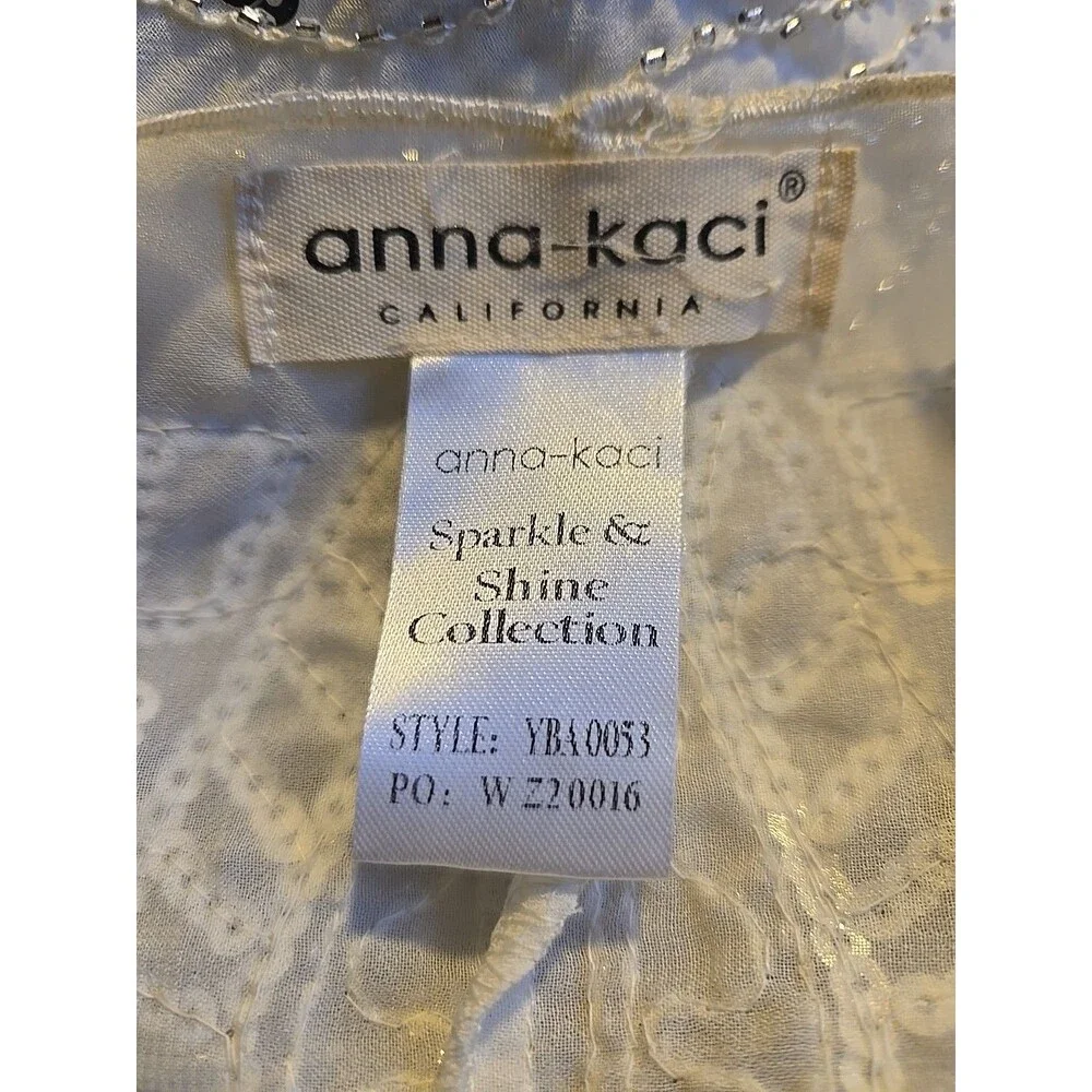 Anna Kaci Exquisite White Sequin Fringe Statement Shawl Wrap One Size